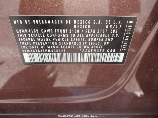 3VW2B7AJ5HM408924 Volkswagen Jetta 1.4t S