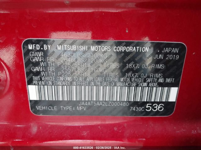 2020 MITSUBISHI ECLIPSE CROSS JA4AT5AA2LZ000480 Photo 8