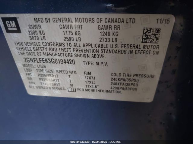 2GNFLFEK3G6194420 Chevrolet EQUINOX LT
