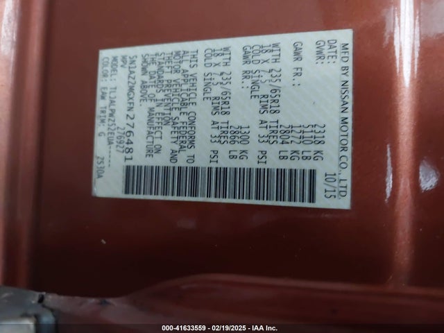 Nissan MURANO S 2015 5N1AZ2MGXFN276481 Image 9