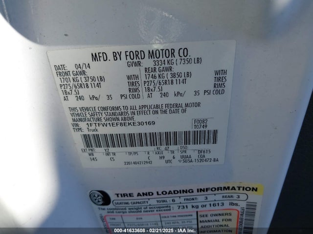 1FTFW1EF8EKE30169 Ford F-150 Stx
