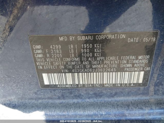4S3GKAD62J3622645 Subaru Impreza 2.0i Premium
