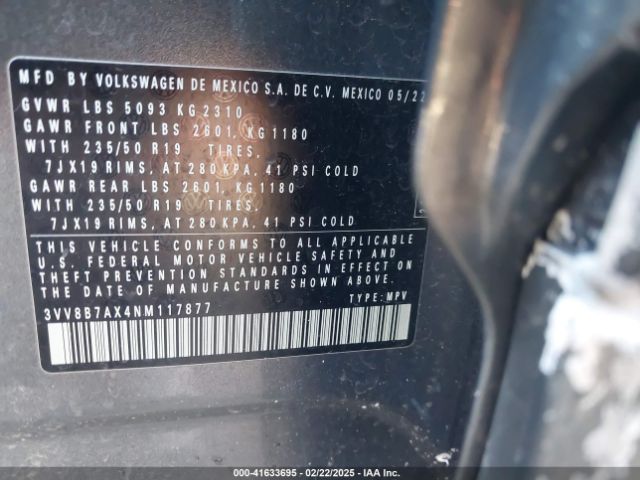 3VV8B7AX4NM117877 Volkswagen Tiguan 2.0t Se R-line Black