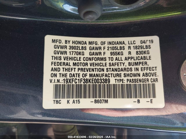 19XFC1F38KE003389 Honda CIVIC EX