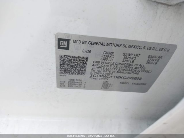 3GCPWDED8KG292608 Chevrolet Silverado 1500 Rst