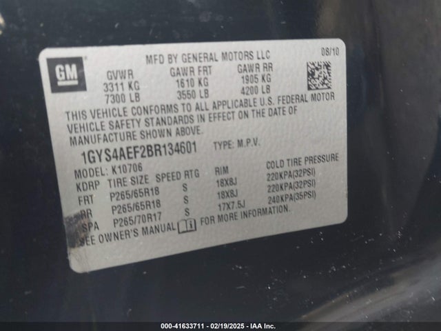 2011 CADILLAC ESCALADE 1GYS4AEF2BR134601 Photo 8