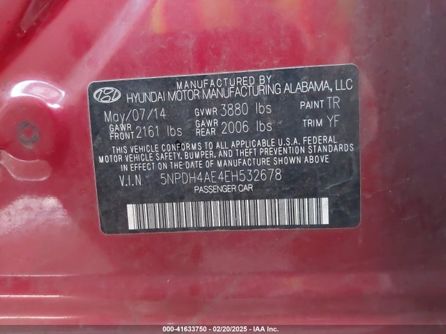 5NPDH4AE4EH532678 Hyundai ELANTRA SE