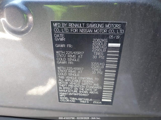 Продажа на аукционе авто 2019 Nissan Rogue Sv, vin: KNMAT2MT6KP554617, номер лота: 41633766
