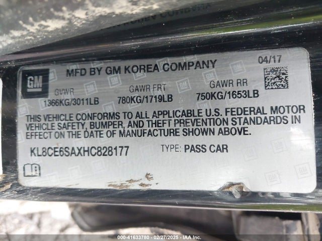 KL8CE6SAXHC828177 Chevrolet Spark 2lt Manual