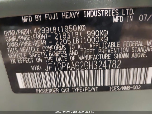 Subaru Impreza 2.0i 2016 JF1GPAA62GH324782 Image 9
