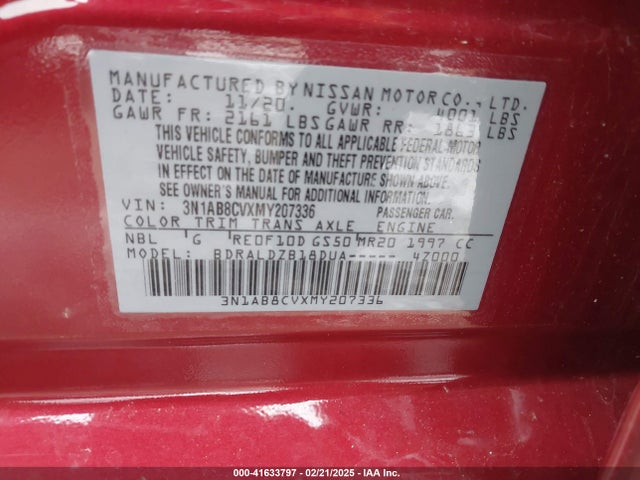 3N1AB8CVXMY207336 Nissan Sentra Sv Xtronic Cvt