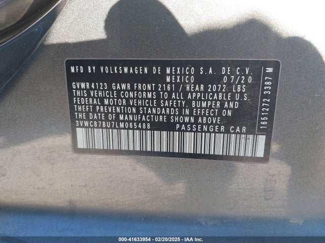 3VWCB7BU7LM065488 Volkswagen Jetta 1.4t R-line/1.4t S/1.4t Se