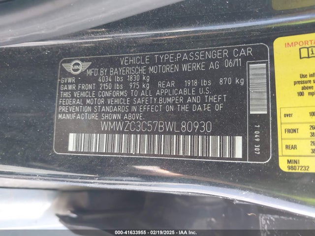 2011 MINI COOPER S COUNTRYMAN WMWZC3C57BWL80930 Photo 8