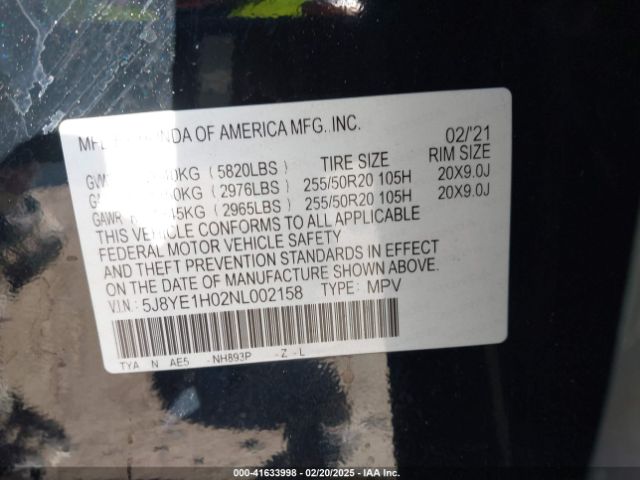 5J8YE1H02NL002158 Acura Mdx A-spec Package
