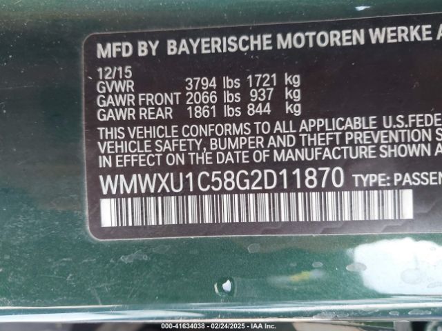 2016 MINI HARDTOP WMWXU1C58G2D11870 Photo 8