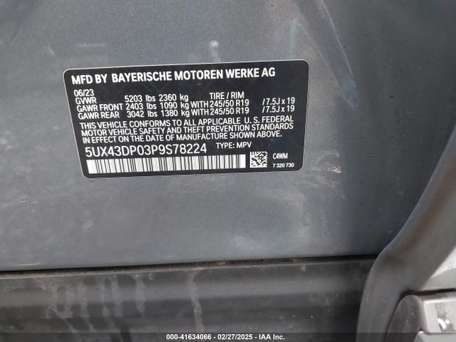 5UX43DP03P9S78224 BMW X3 Sdrive30i