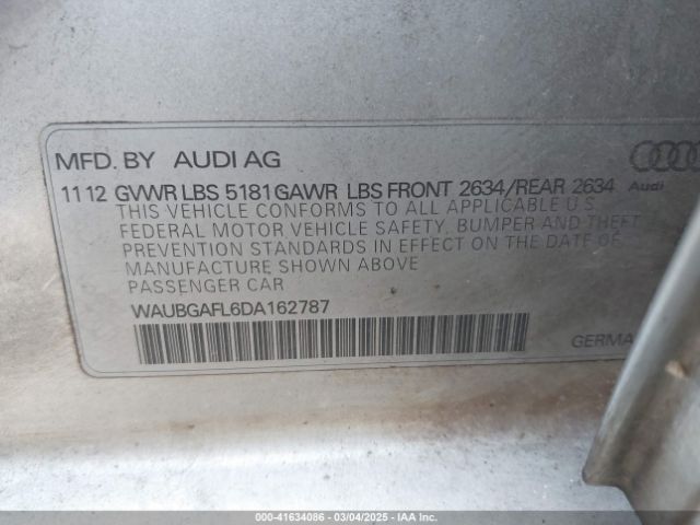 2013 AUDI S4 WAUBGAFL6DA162787 Photo 8