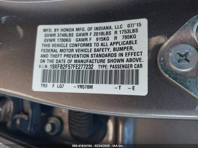 Honda Civic Lx 2015 19XFB2F57FE277232 Image 9