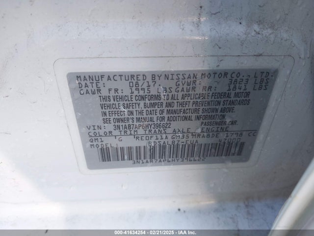 3N1AB7AP6HY396622 Nissan SENTRA S