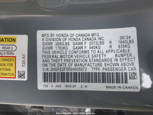 2HGFE2F56SH505972 Honda Civic Sport