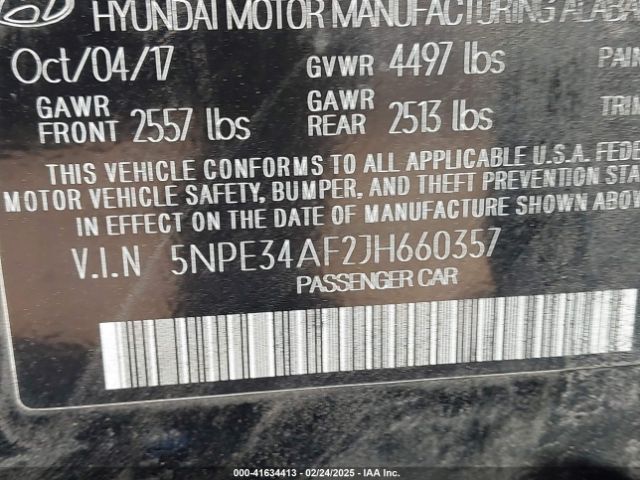 5NPE34AF2JH660357 Hyundai Sonata Sport