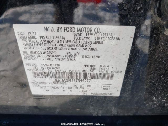 MAJ6S3FL1LC345277 Ford ECOSPORT S