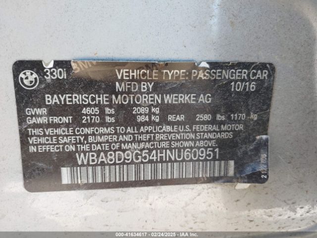 WBA8D9G54HNU60951 BMW 330i Xdrive