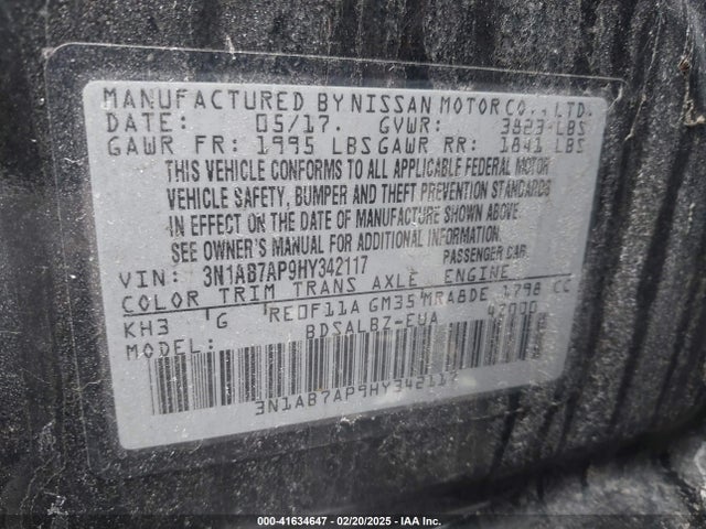 Nissan SENTRA S 2017 3N1AB7AP9HY342117 Image 9