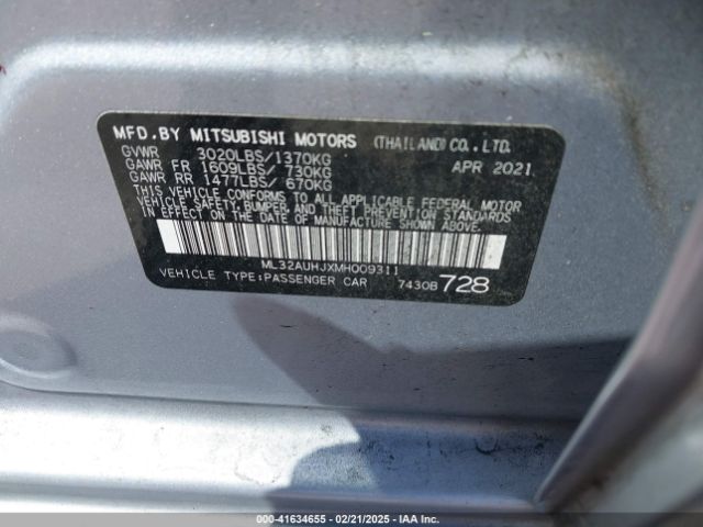 2021 MITSUBISHI MIRAGE ML32AUHJXMH009311 Photo 8