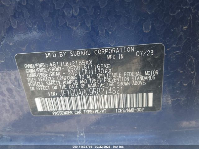 JF1GUABC9R8274821 Subaru Impreza Base 5-door