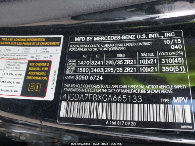 4JGDA7FBXGA665133 Mercedes-Benz m157