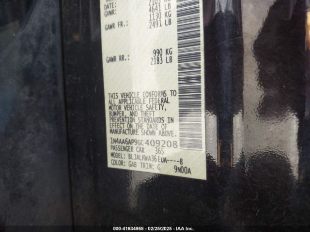 1N4AA6AP9GC409208 Nissan Maxima 3.5 Platinum