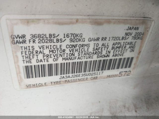 2005 MITSUBISHI LANCER JA3AJ26E35U025117 Photo 8