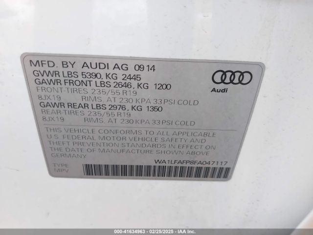 WA1LFAFP8FA047117 Audi Q5 2.0t Premium
