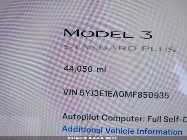 Tesla Model 3 Standard Range Plus Rear-wheel Drive 2021 5YJ3E1EA0MF850935 Image 15