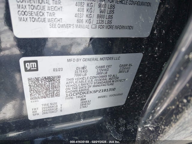 1GCPDKEK5PZ191350 Chevrolet Silverado 1500 4wd  Short Bed Lt With 2fl