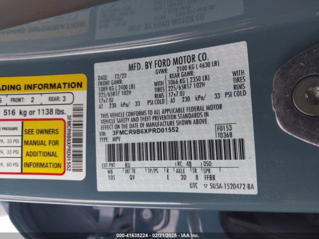 3FMCR9B6XPRD01552 Ford Bronco Sport Big Bend