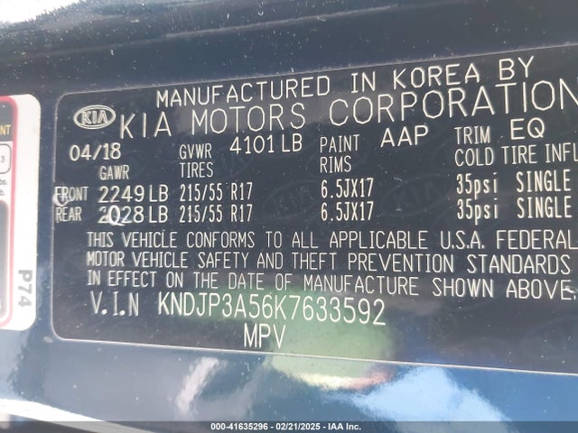 KIA SOUL + 2019 KNDJP3A56K7633592 Image 9