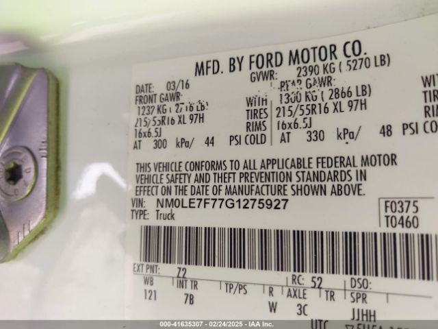 NM0LE7F77G1275927 Ford Transit Connect Xlt