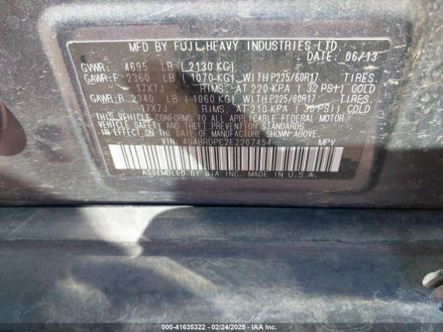 4S4BRDPC2E2207454 Subaru Outback 3.6r Limited