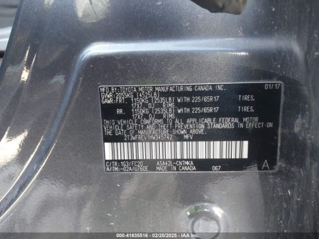 2T3WFREV1HW345742 Toyota Rav4 Xle