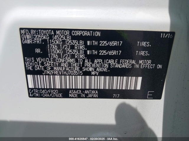 JTMZFREV1HJ703515 Toyota RAV4 LE