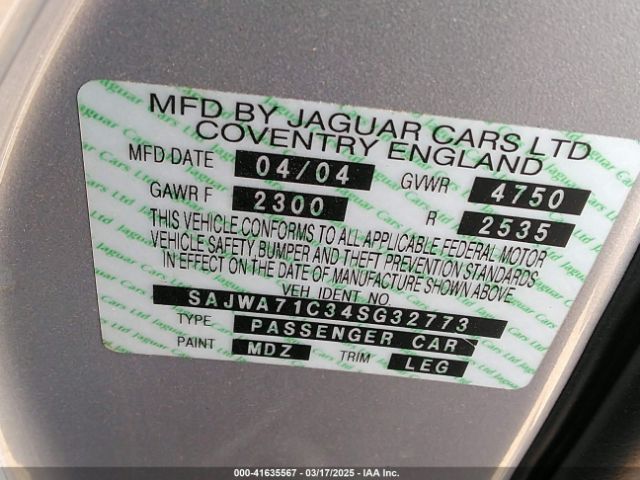 2004 JAGUAR XJ SAJWA71C34SG32773 Photo 8