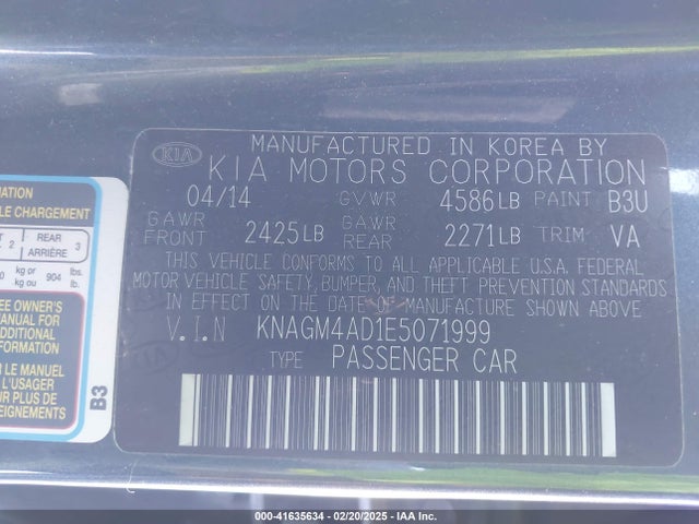 KIA dohc mpi theta ii 2014 KNAGM4AD1E5071999 Image 9