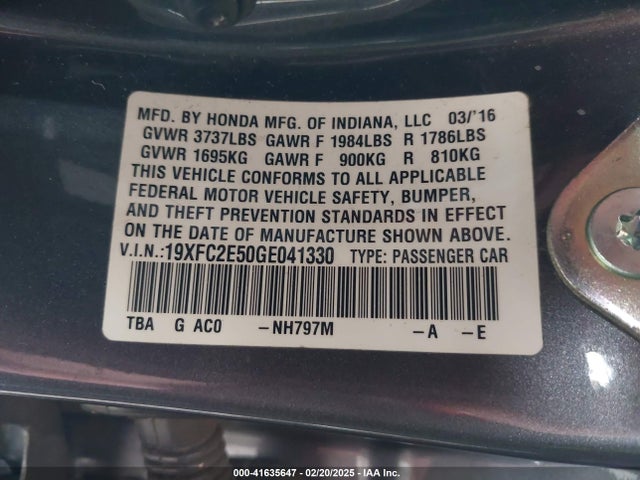 Honda Civic Lx 2016 19XFC2E50GE041330 Image 9