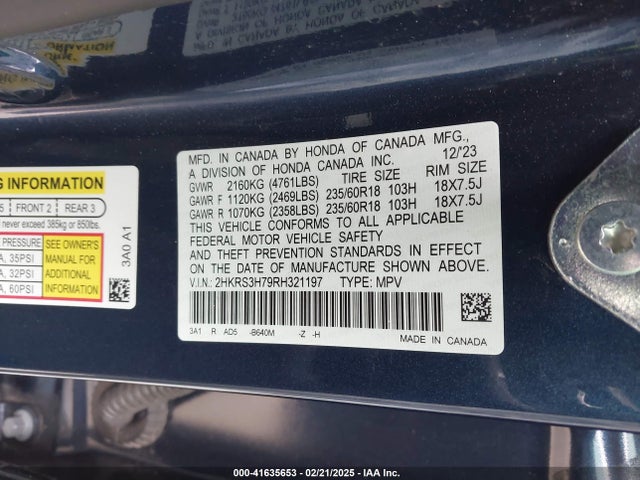 2HKRS3H79RH321197 Honda Cr-v Ex-l 2wd