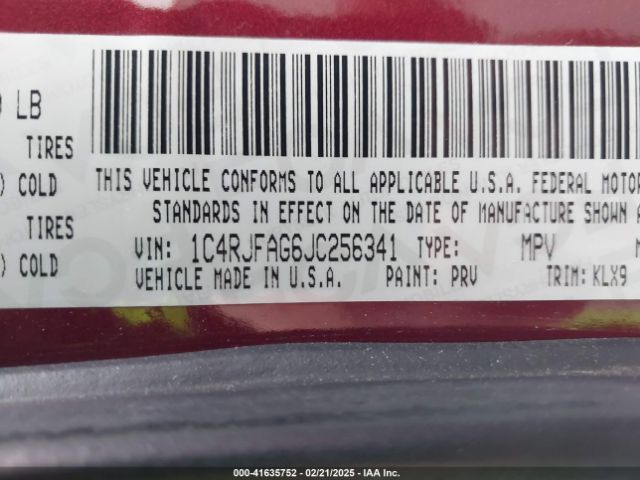 1C4RJFAG6JC256341 Jeep Grand Cherokee Altitude 4x4