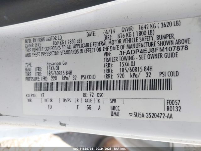 3FADP4EJ8FM107878 Ford FIESTA SE