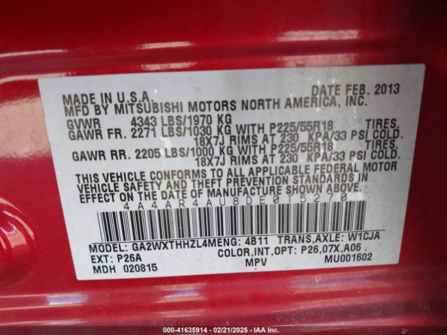 2013 MITSUBISHI OUTLANDER SPORT 4A4AR4AU8DE015270 Photo 8