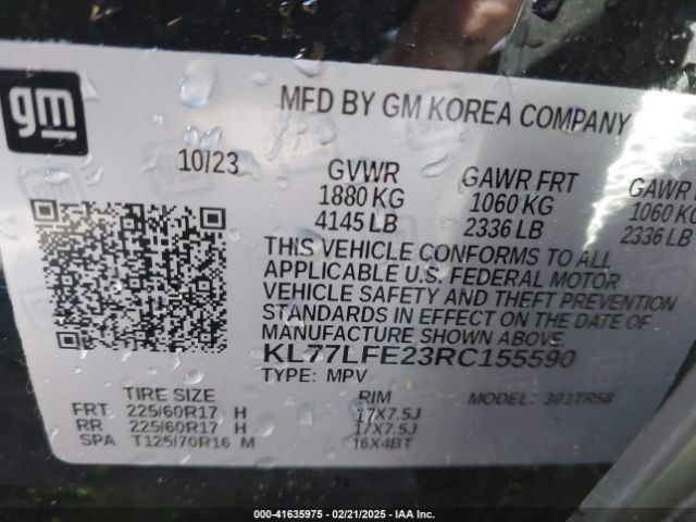 KL77LFE23RC155590 Chevrolet Trax Fwd Sp
